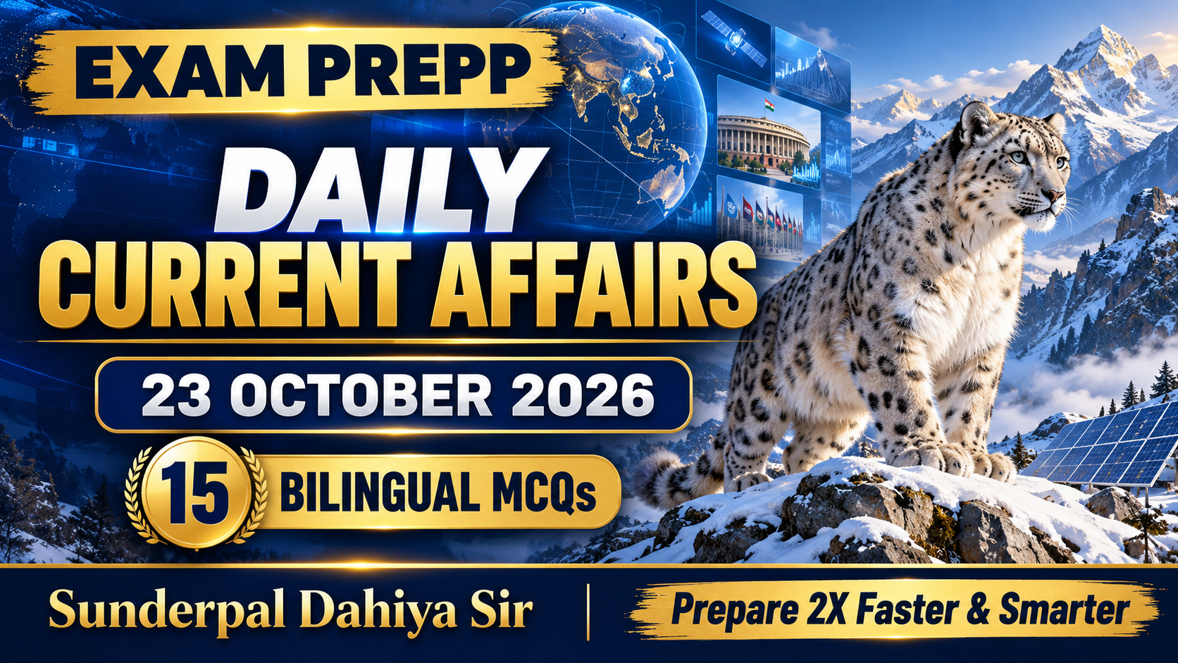 23 October 2026 Daily Current Affairs MCQs - Exam Prepp