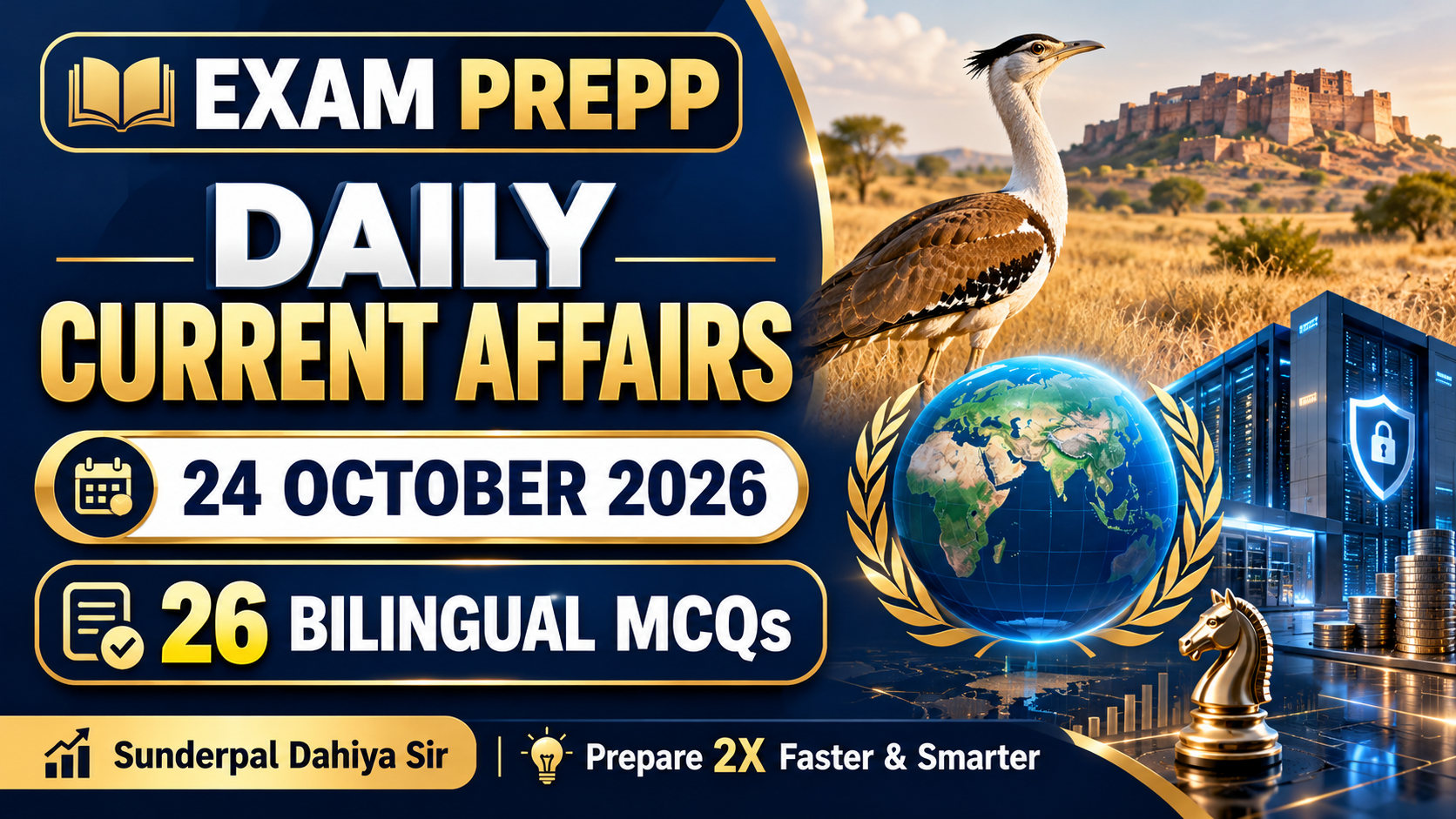 24 October 2026 Daily Current Affairs - 26 Bilingual MCQs