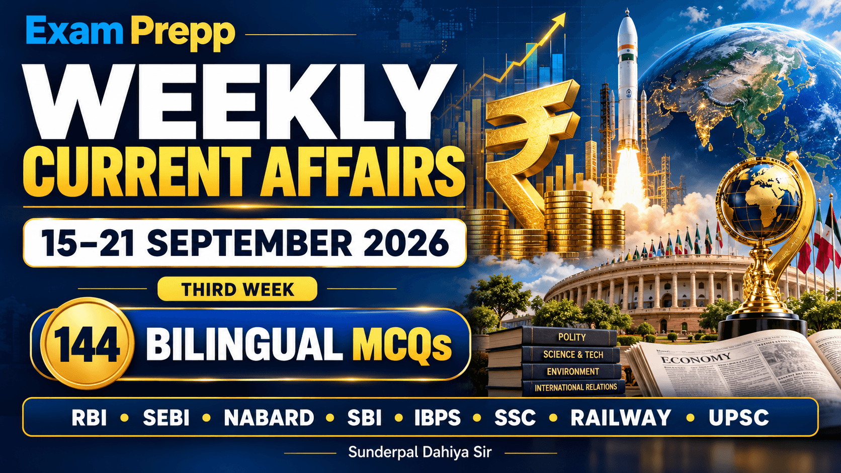 Weekly Current Affairs 15 to 21 September 2026 – Exam Prepp