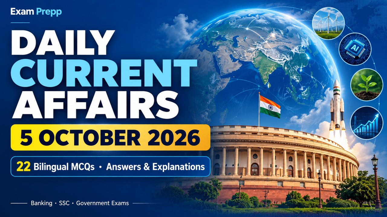 Exam Prepp Daily Current Affairs 5 October 2026 – 22 Bilingual MCQs